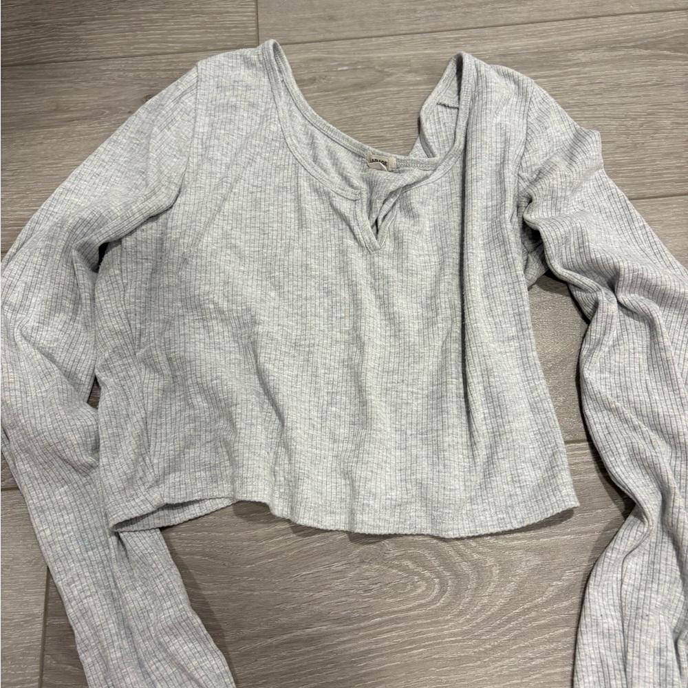 Garage Gray Cropped Asymmetrical Sweatshirt